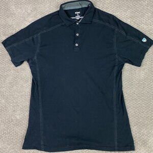 Kuhl Wildfibre Polo Shirt Men's Large Fits Medium Black Organic Cotton golf 7242